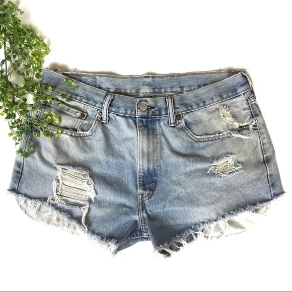 Levi's Pants - Levi's 505 Distressed High Waist Cut Off Shorts 14